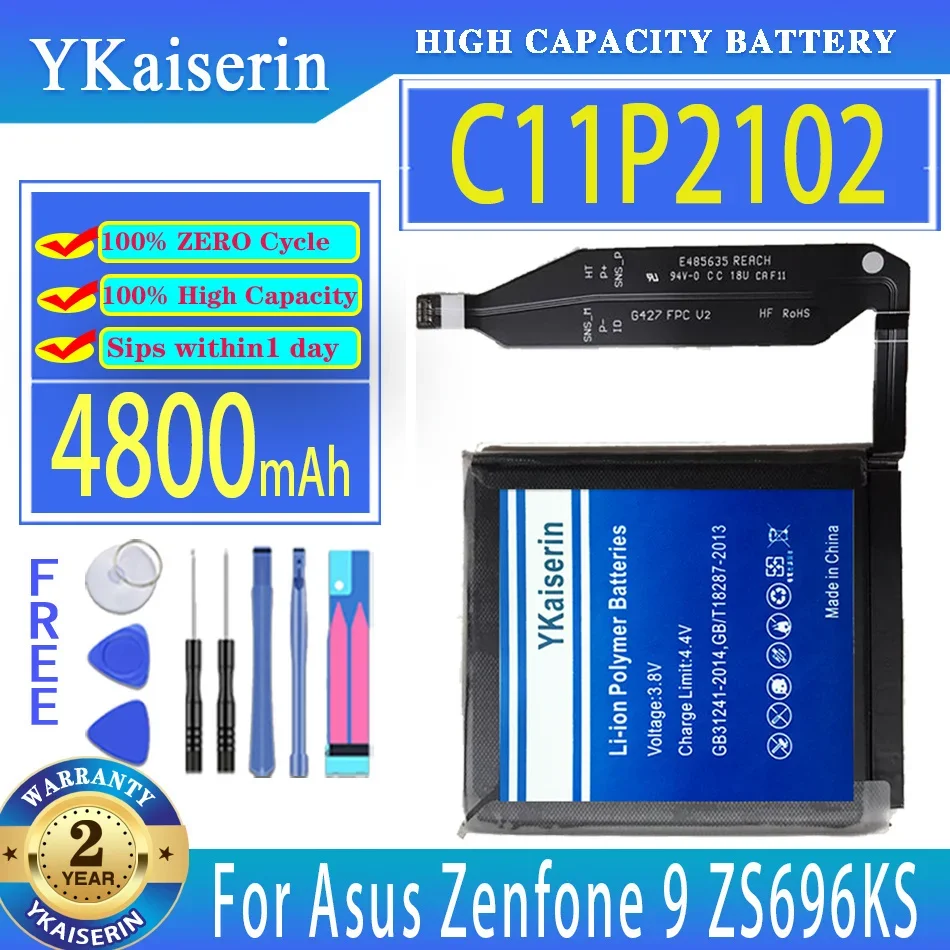 

YKaiserin 4800mAh Replacement Battery C11P2102 For Asus Zenfone 9 ZS696KS Zenfone9 Mobile Phone Batteries