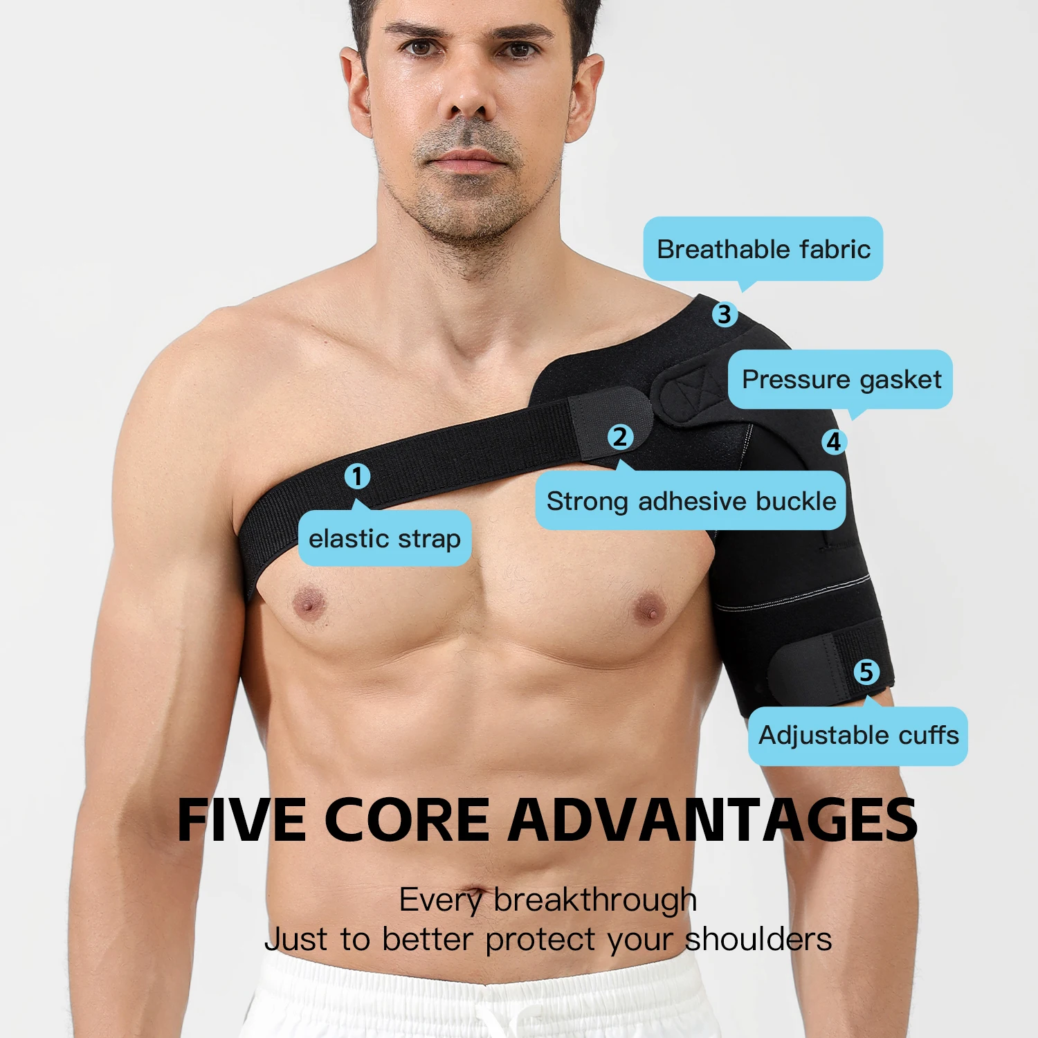 Outdoor Adjustable Shoulder Protection,Fitness Basketball,Badminton,Anti Dislocation Protection,Fixed Back Cushion,Men'S Protect