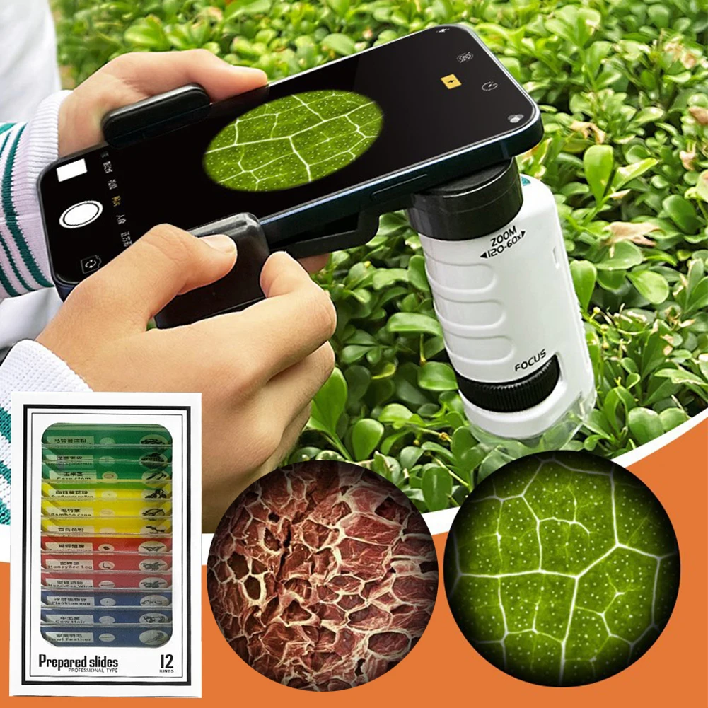 Lab Mini Pocket Microscope 60-120x Handheld With LED Light Children Science Kids Outdoor handheld microscope,mini microscope,pocket microscope