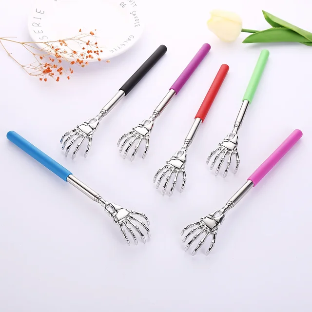 Practical Handy Portable Adjustable Stainless Pen Clip Back Scratcher Telescopic Pocket Scratching Massage Kit Manual  tool 2