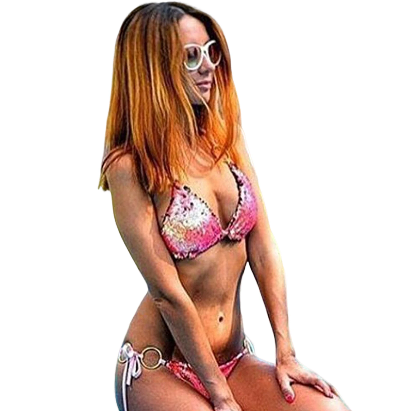 

Swimsuits Bathing Suit for Women Glitter Rhinestone Two Pieces Bikini Set for Summer Beach Basics Wear