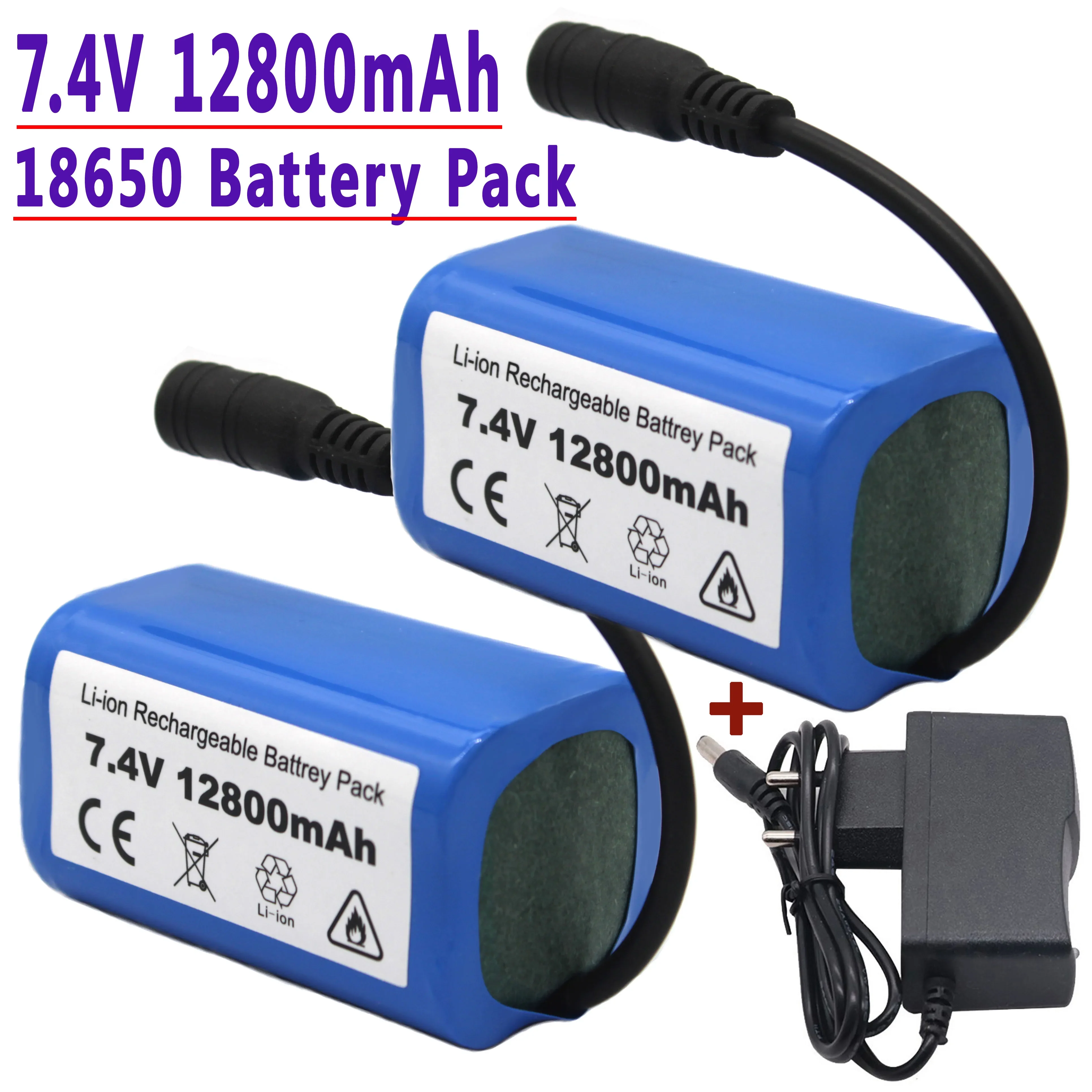 Batterie Lipo 2S 7.4V 12800mAh pour bateau RC T188 T888