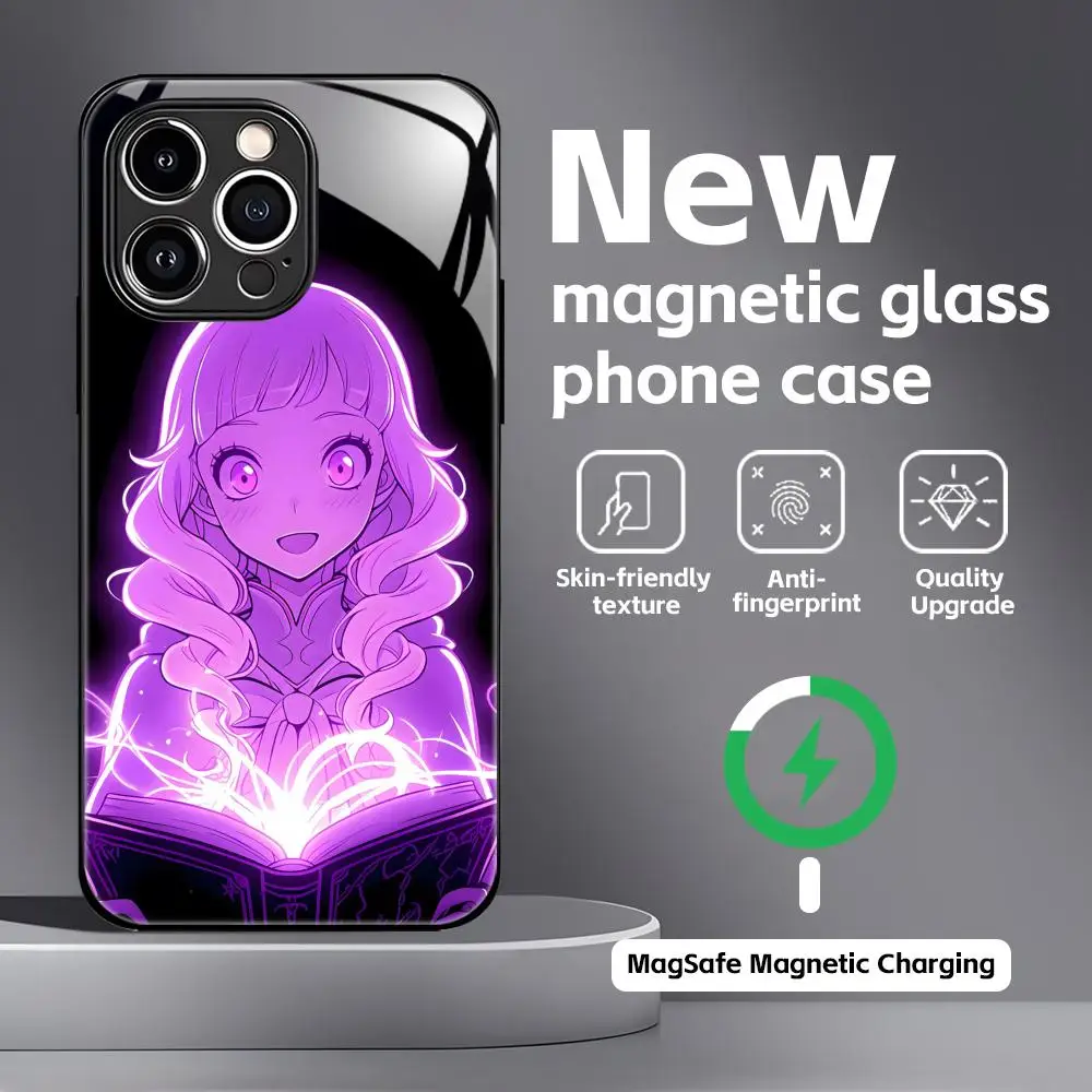 Black Clover Glass Magnetic Phone Case - Anime Design