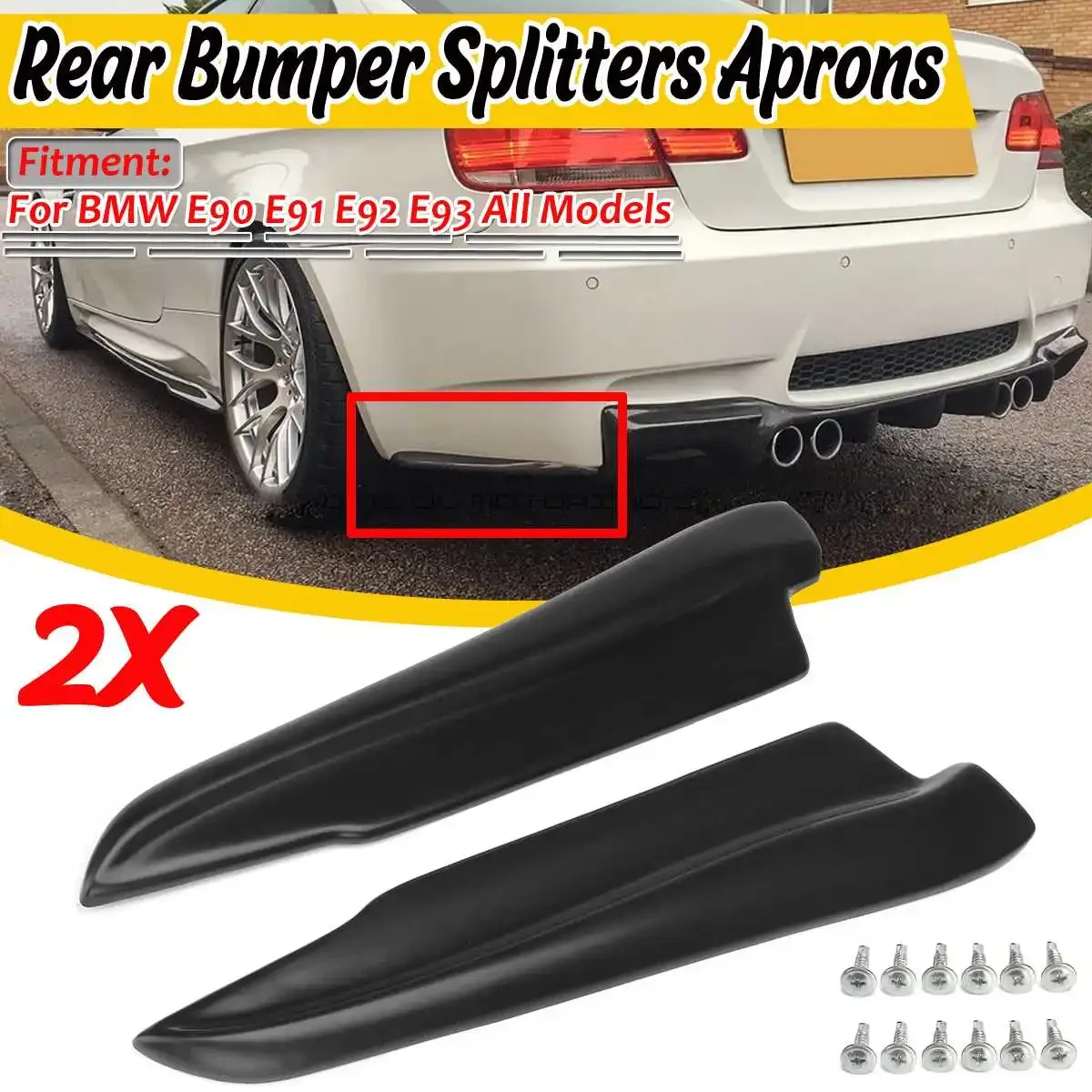 

2x 42cm Universal Car Rear Bumper Lip Diffuser Splash Guard Extend Valance Lip For BMW E90 E91 E91 E92 E93 All Style Body Kit