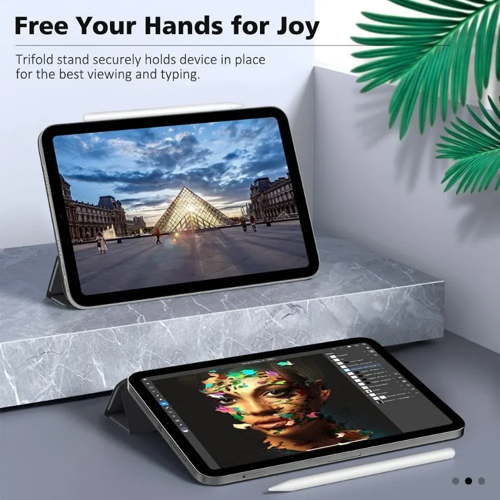 Premium Magnetic Tri-Folding PU Leather Tablet Cover - 8.3 Inch