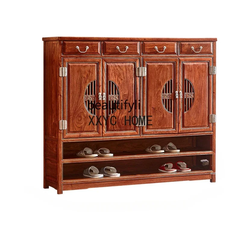 

New Chinese Style Rosewood Shoe Cabinet Pterocarpus Erinaceus Poir. Doorway Locker Solid Wood Multi-Functional Entrance Cabinet