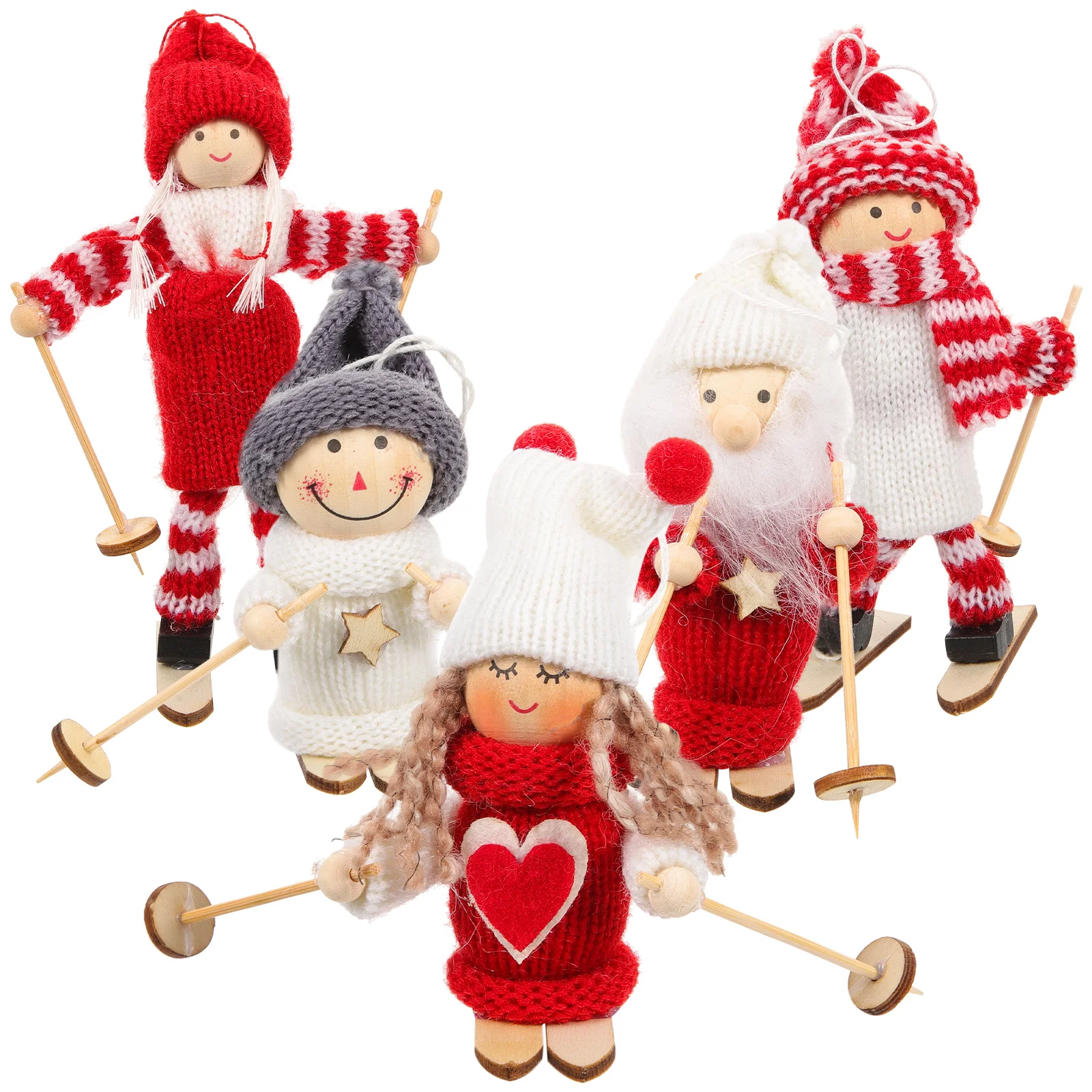 

Amosfun Wood Figurine Decor Christmas Ski Doll Ornaments Wooden Christmas Tree Hanging Decorations Pendants Holiday Shop Window