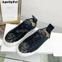 Sweet Lace Flat Platform Women Shoes Round Toe Lace Up Breathable Casual Tennis Shoe Thick Sole Outdoor White Pink Sneakers 1