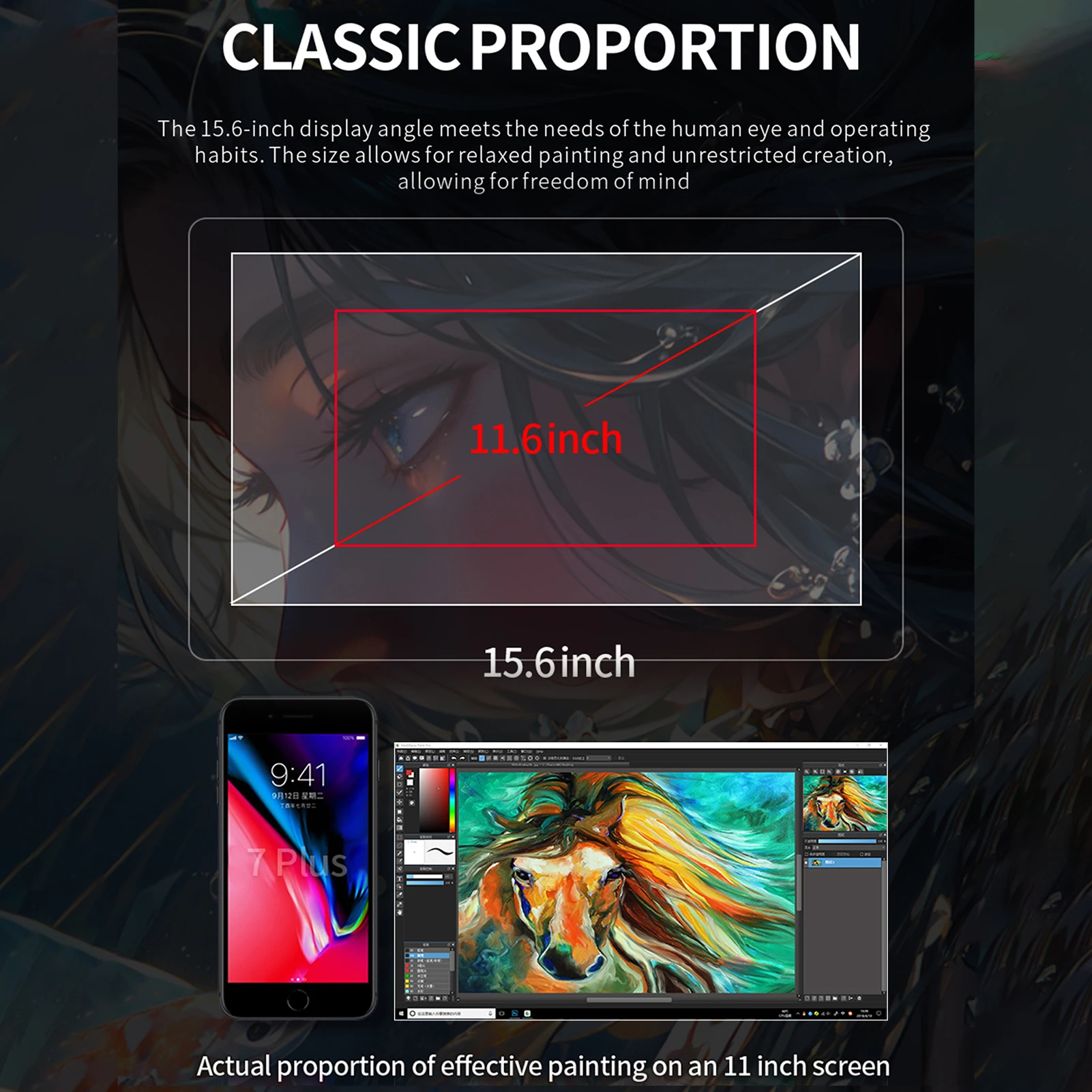 BOSTO 16HD 15.6 Inch IPS Graphics Drawing Tablet 1920*1080 Monitor 16K Pressure Level w/ Rechargeable Stylus Pen/ 20pcs Pen Nips 4