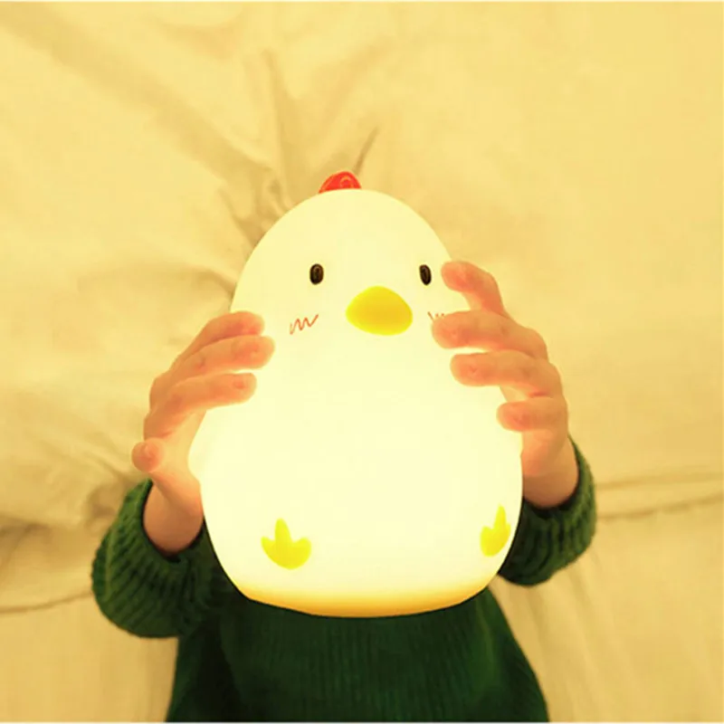

Cute Chicken Alarm Clock, Led Night Light, USB Charging Delay, Turn Off The Light, Silicone Patting Light,bedside Sleeping Light