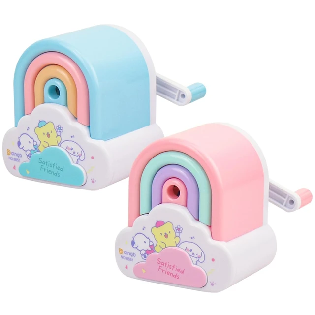 2 PCS Cute Pencil Manual Sharpener Kawaii Fun Rainbow Sharpener Small  Handheld Cartoon Pencil Sharpener for Kids Boys Girls - AliExpress