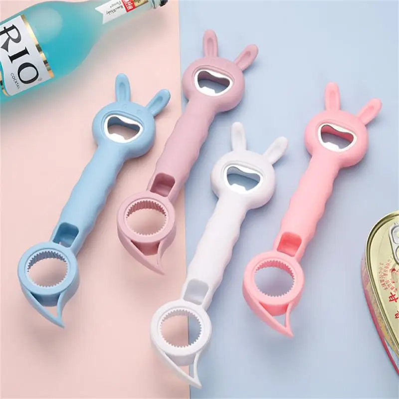 Can Opener Kitchen Gadget 4 In 1 White Pink Blue Purple Cute PP Stainless  Steel Multifunction