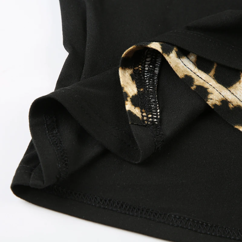 Patchwork Leopard Haled Fake Two Piece T-Shirt Women Long Sleeve Sexy Slim Design s New Blouses & Shirt Fashion
