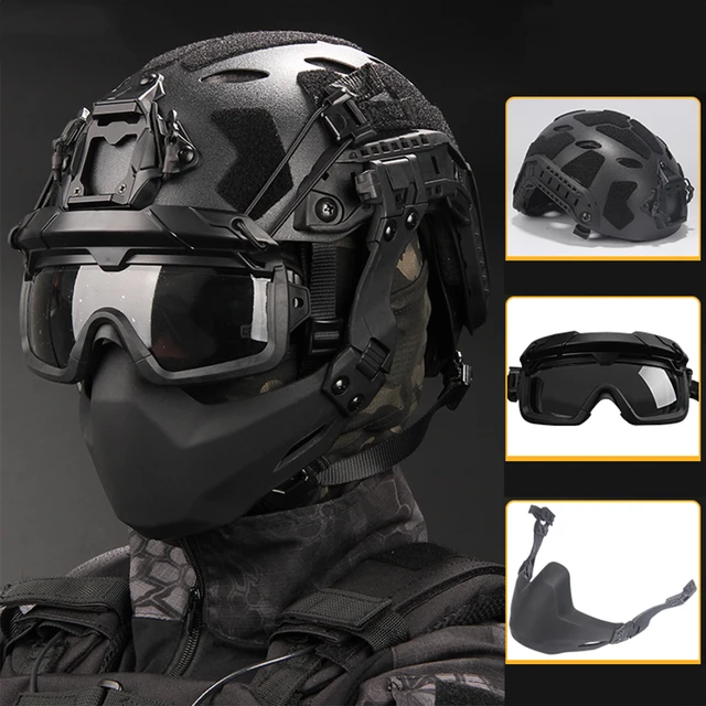 Casque Rapide Airsoft/Paintball - ABS Et Mousse, Réglable 56-60 Cm, Rails Pour Accessoires, Couleur Noir
