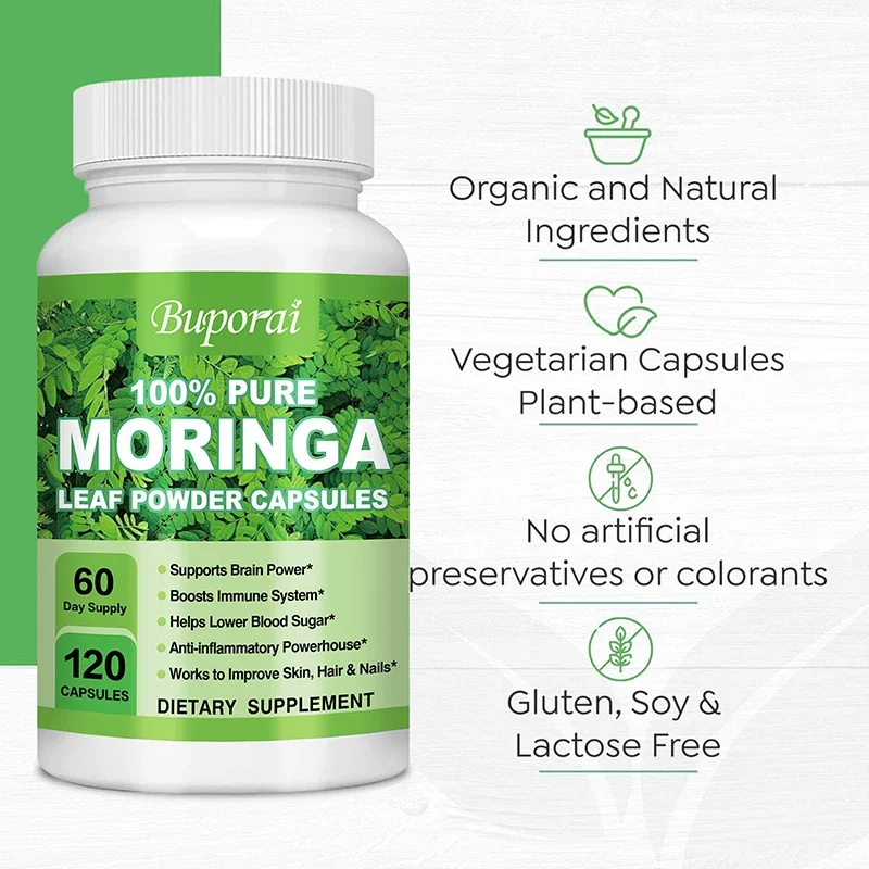 Moringa Capsules 1200mg Supports Immune System Metabolism Energy Brain Health