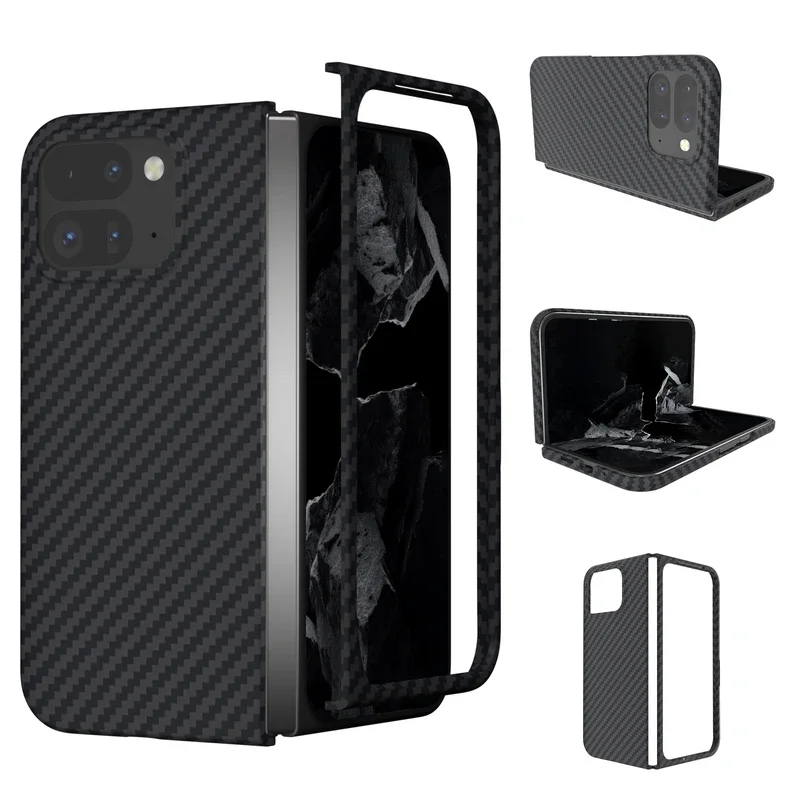 Ultra Thin Carbon Fiber Pattern Frosted Shockproof Folding Case