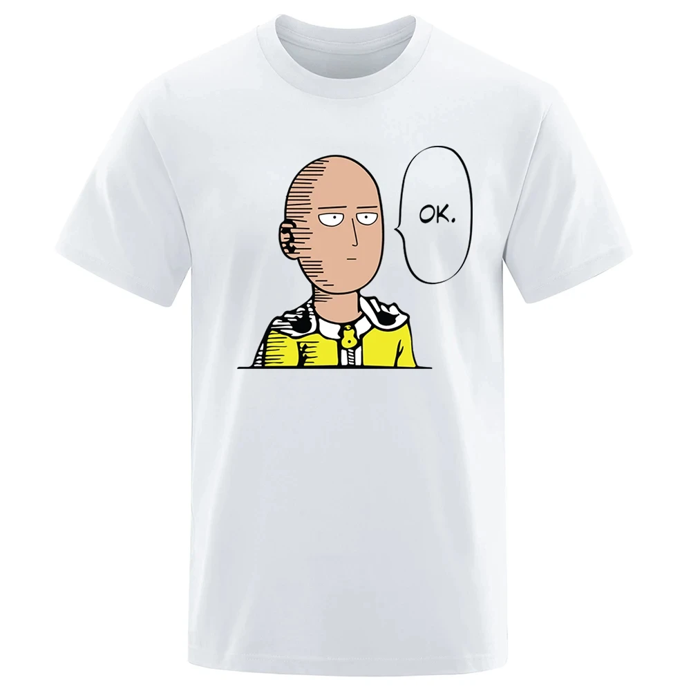 

One punch man says Ok cartoon hip hop crew neck casual fashion street wear trend summer comfortable men women universal T-shirt