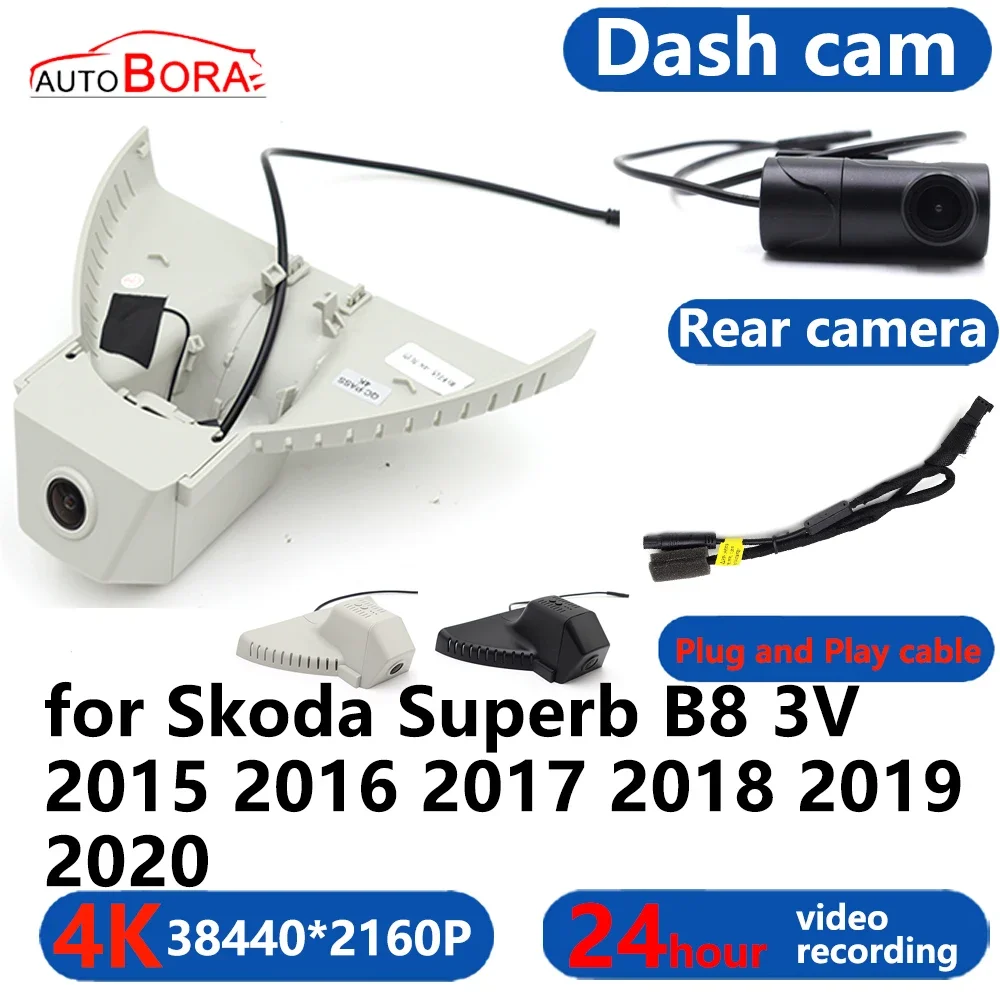 

AutoBora 4K Wifi 3840*2160 Car DVR Dash Cam Camera 24H Video Monitor for Skoda Superb B8 3V 2015 2016 2017 2018 2019 2020