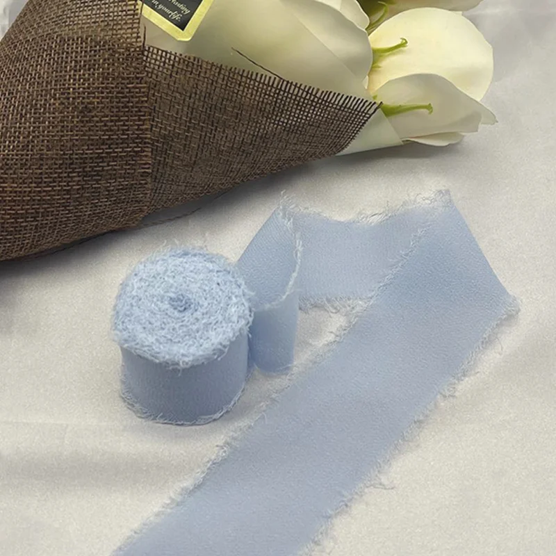 thumbnail image 1 of Cinta de encaje de rosas eternas, cinta de gasa de seda, flores, encaje de boda para corbatas, ramo de flores rasgado hecho a mano, envoltura decorativa, 1 of 5