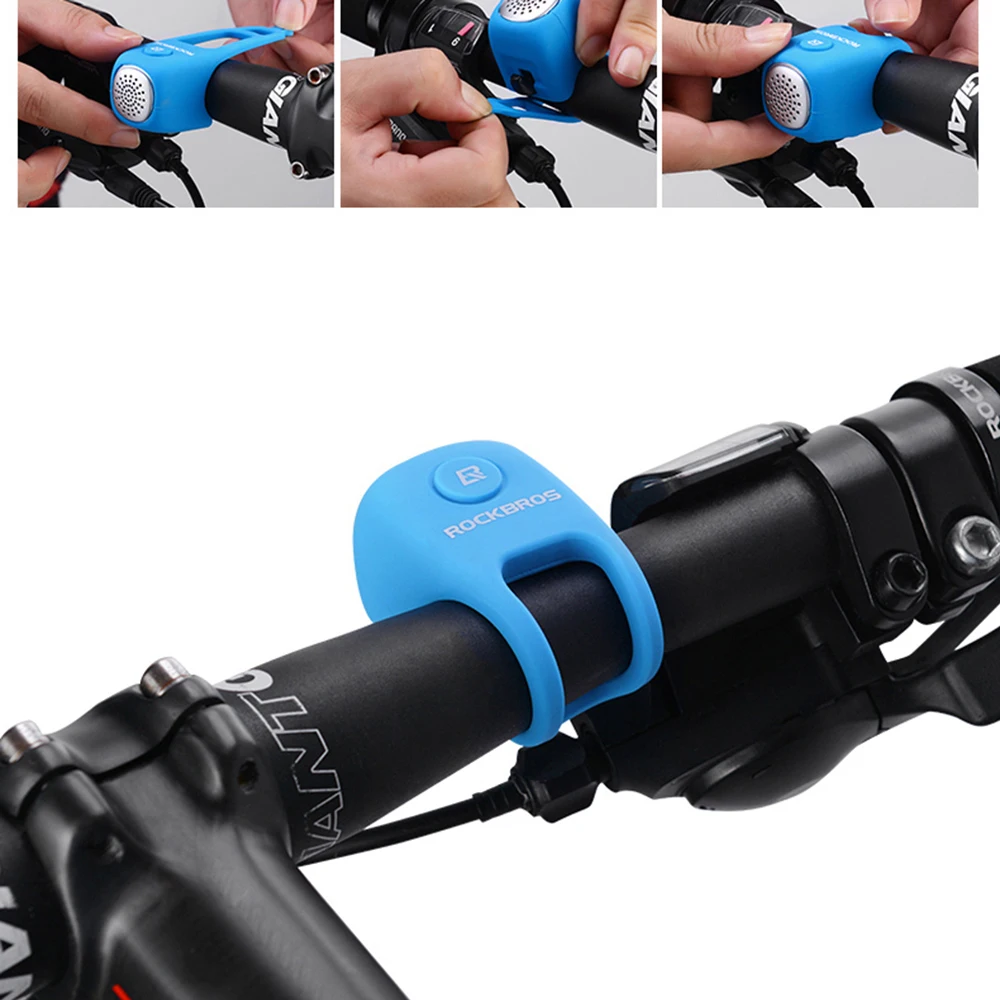 ROCKBROS Electric Cycling Bell Horn Rainproof MTB Bicycle Handlebar Bell Silica gel Shell Ring Saving Bicycle Accessory