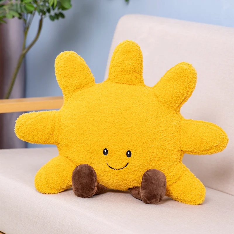 Cuddly Star Pillow with Legs Plush Stuffed Smiling Sun Moon Cloud Cushion Home Office Chair Cot Emotional Decor Christmas Gift 5