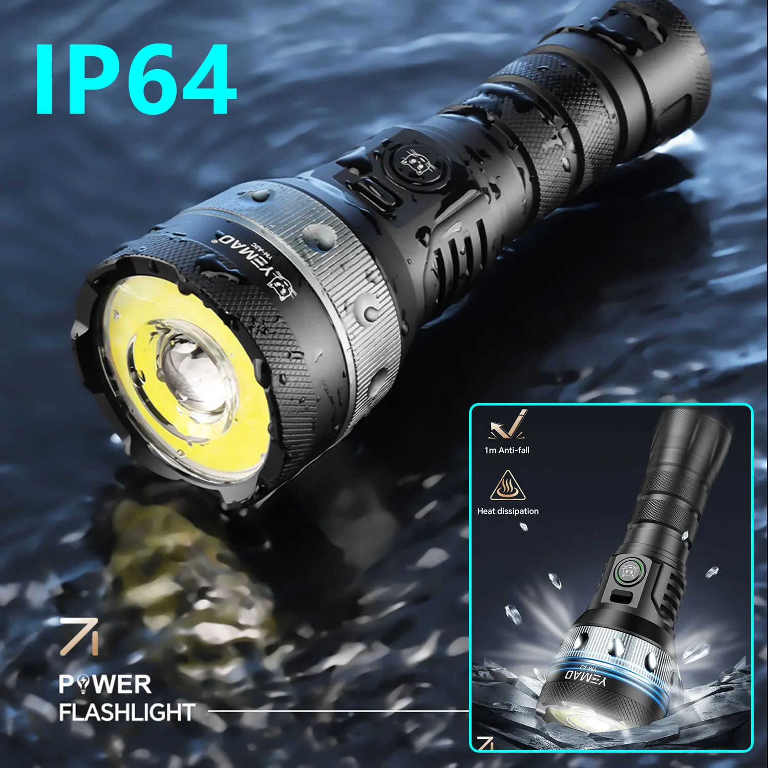 Super Bright Rechargeable Large Flashlights, 2 In 1 Flash Light Lantern High Lumens Led Zoomable Tactical Flashlights Waterproof Multifunction Red Campin 7 thumbnail image