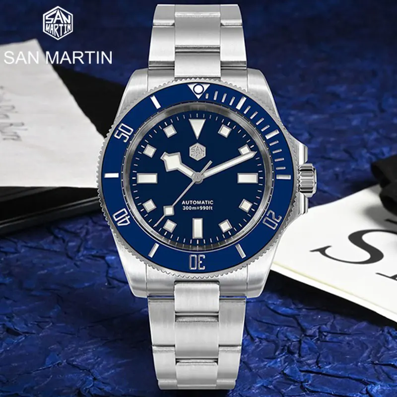 

San Martin Top Men Diver Watch NH35 Automatic Mechanical Wristwatch Stainless Steel Classic Snowflake Hands Sapphire Waterproof