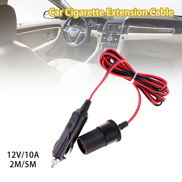 Cable de extensión para encendedor de cigarrillos de coche, 12V, 10A,  2M/5M, enchufe macho a hembra, Cable de extensión para Interior de coche -  AliExpress