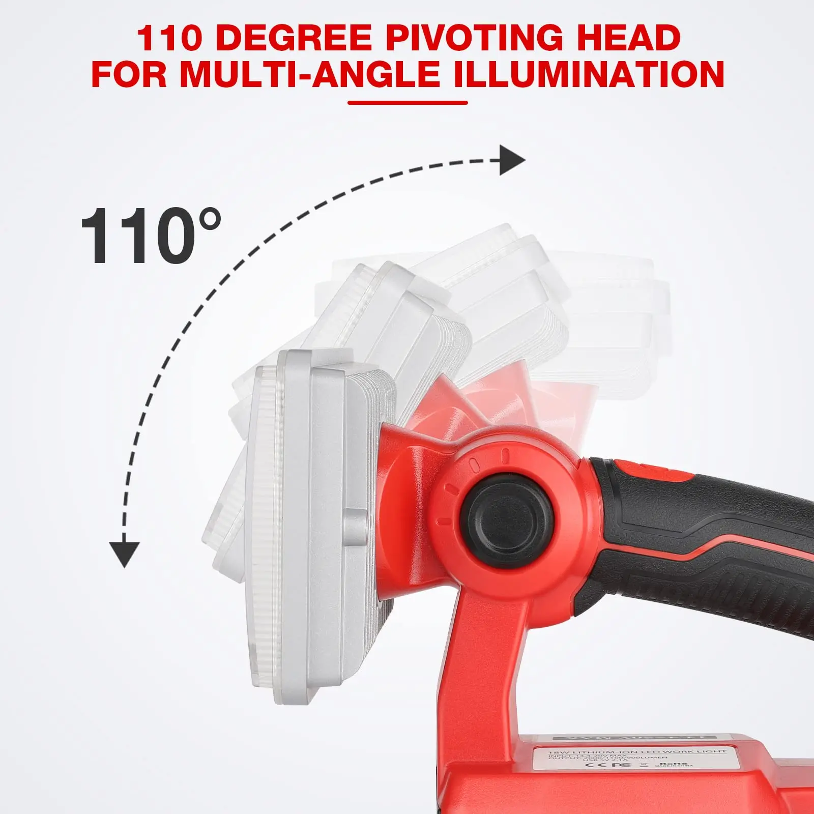 LED Work Light Flashlight For Milwaukee m18 18V Battery 18w 2000lm Portable Floo