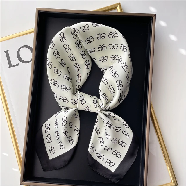Plaid Silk Square Scarf Women Satin Shawl Wrap Hijab Female Hair Band  Wrist Luxury Headkerchief 70*70cm Echarpe 2022 Bandana FJ488-2