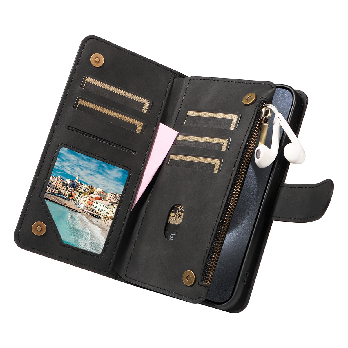 Samsung Galaxy Phone Case - Artificial Leather Clamshell Wallet for S24 S23 S22 S21