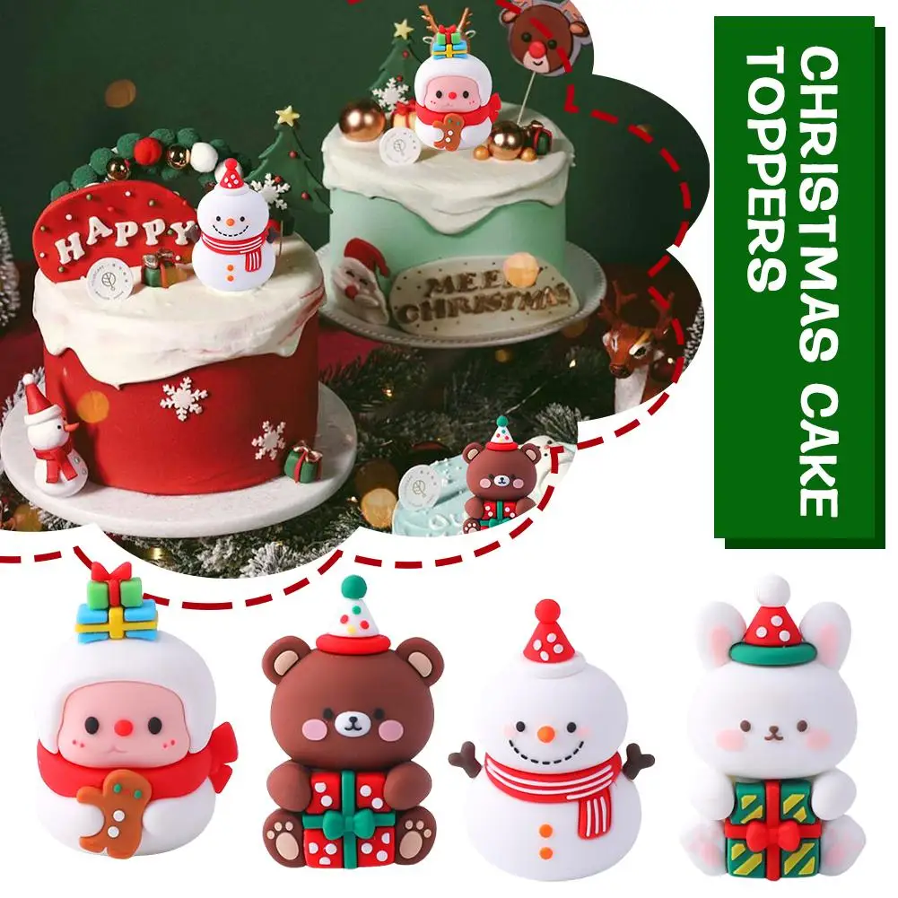 

Christmas 2024 Decoration Santa Claus Snowman Ornaments Toppers Noel Christmas Topper Marry Cake New Navidad Xmas Y D2O4