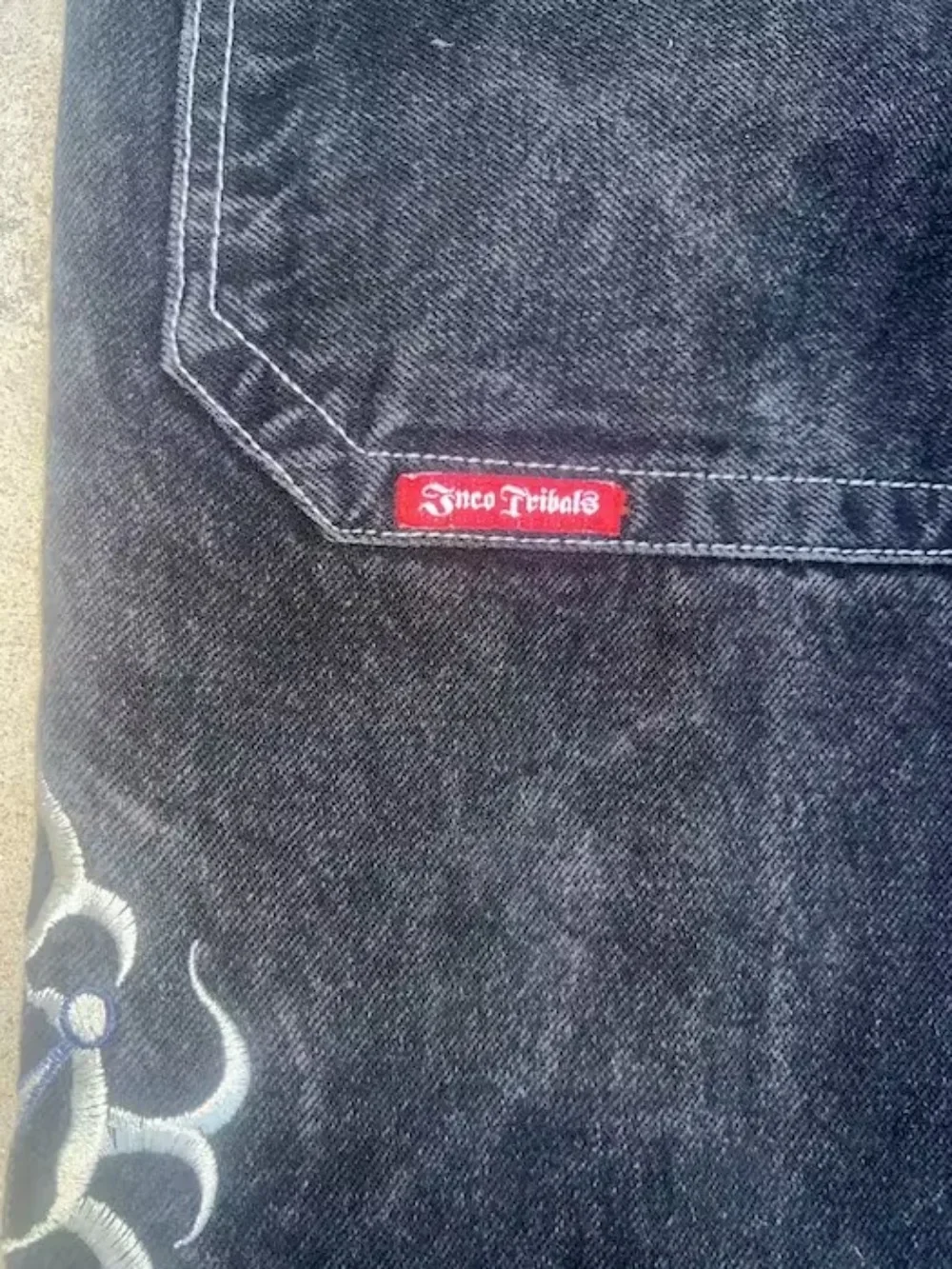 JNCO Y2K 힙합 레트로 자수 헐렁한 청바지, 블랙 바지, 남녀공용 하라주쿠 고딕 하이 웨이스트 와이드 레그 바지, 신제품