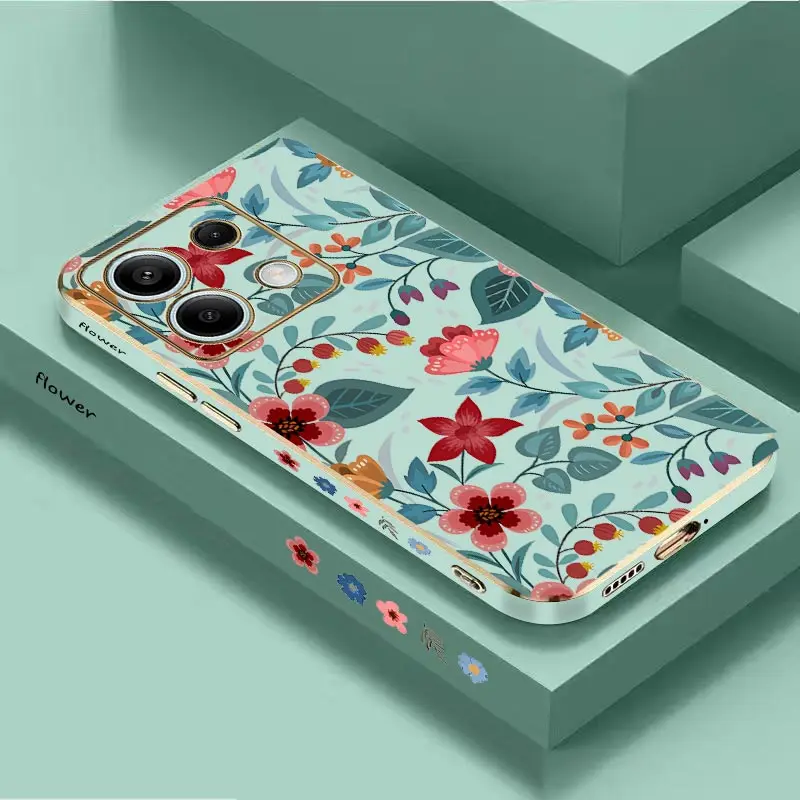 Red Flower Luxury Plating Phone Case