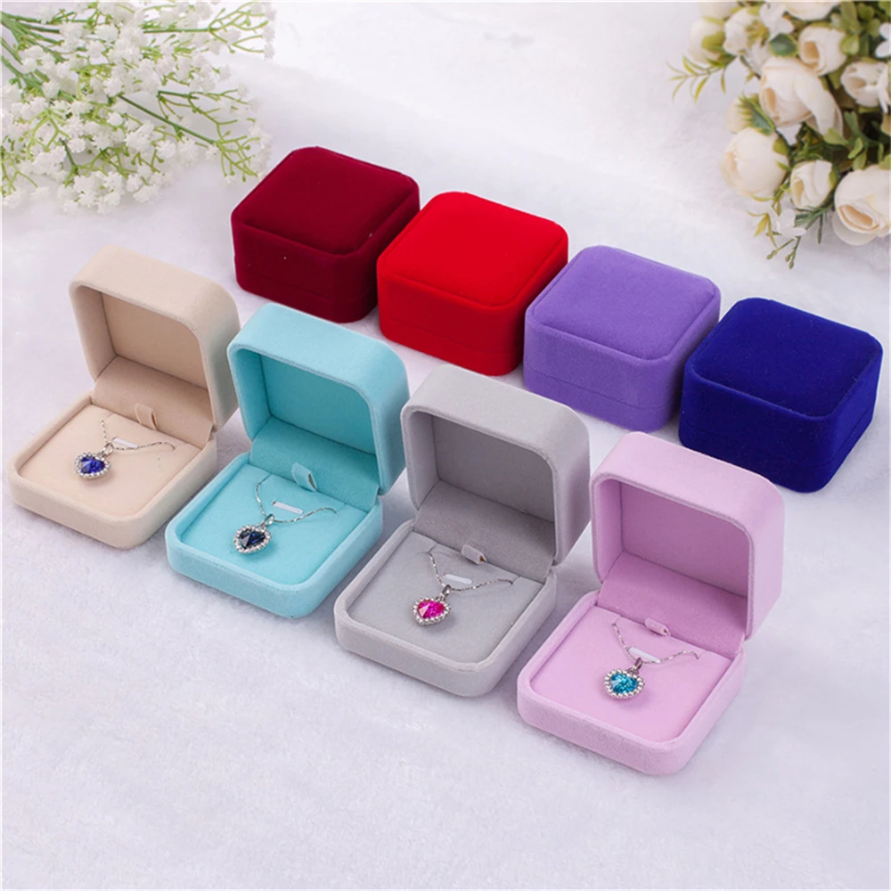 

1 pc Jewelry Box Velvet Pendant Wedding Necklace Ring multi-colored Earring Packaging Display Box Storage Organizer Case Gift