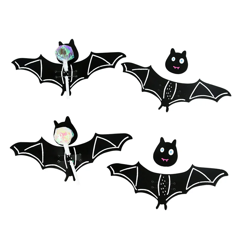 1 Set Halloween Bat Shape Lollipop Decoration Card Candy Packaging Card Halloween Party Supplies Kids Favors Halloween Gifts