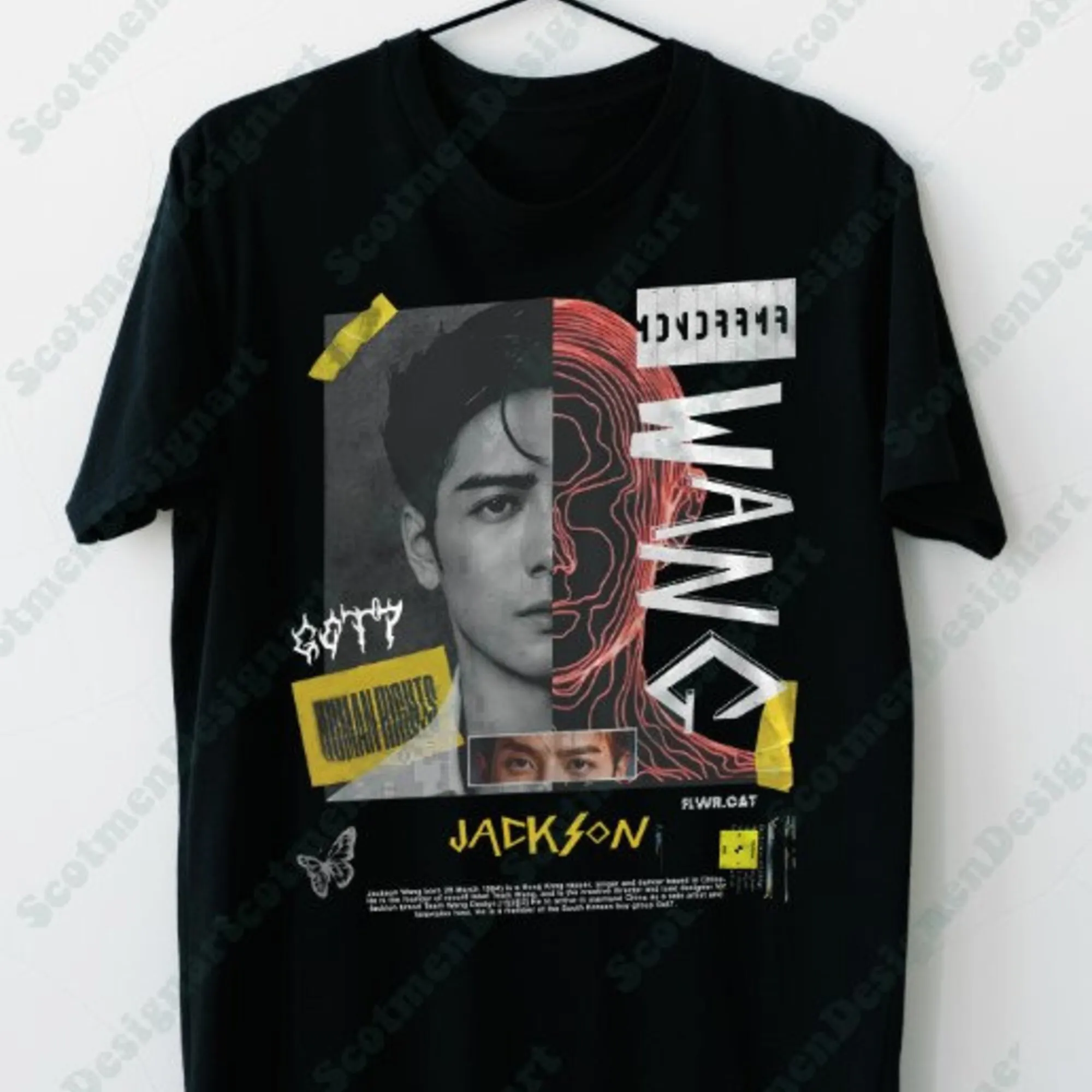 Футболка Got7 Jackson Wang в стиле ретро, с длинным или коротким рукавом