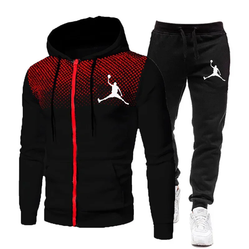 2023 New men's hooded sportswear set, best-selling brand men's sportswear, autumn casual pants, gym and jogging