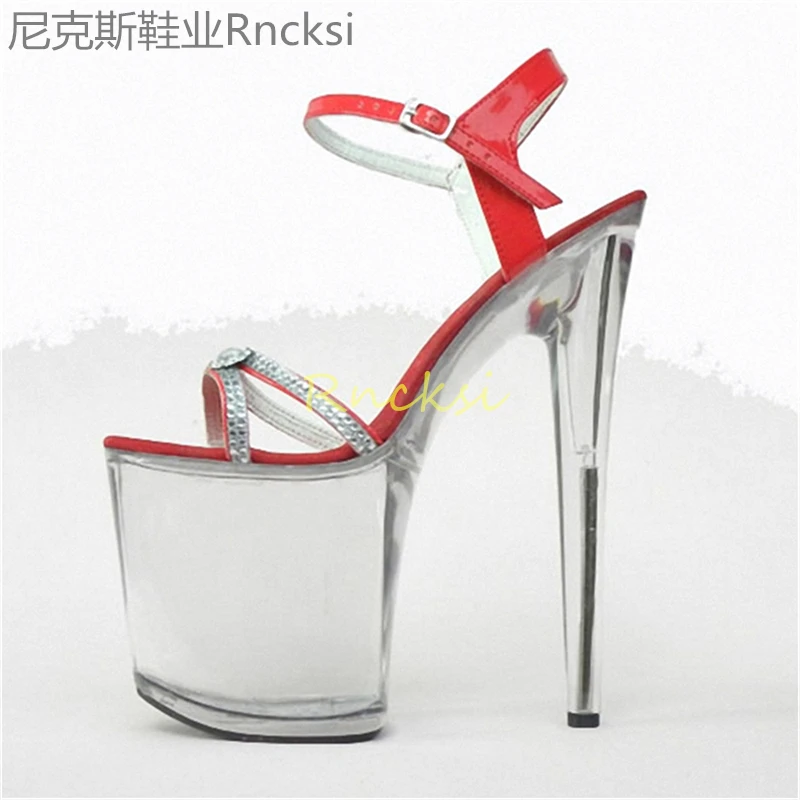 

20cm New summer Joker fashion trend fashion sandals with thin heel buckle with transparent high-heeled sandals women