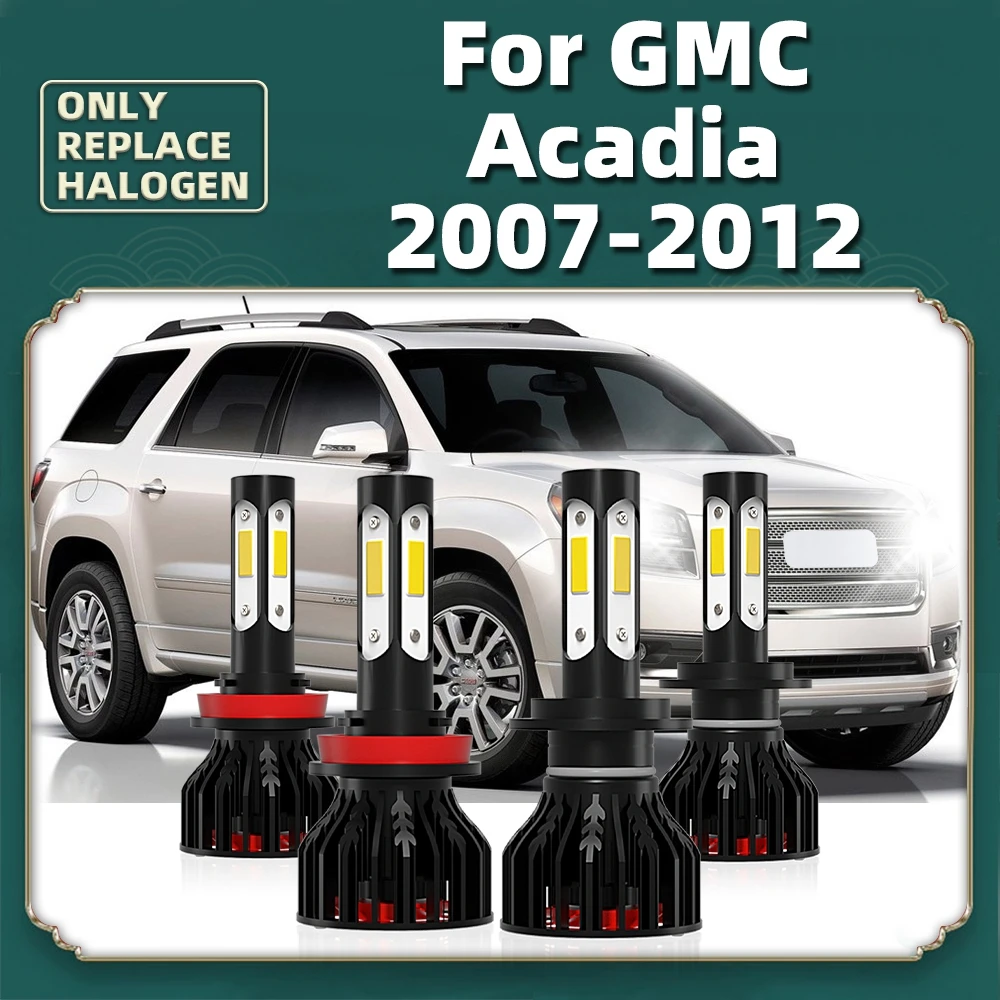 

Лампы головного света для фар дальнего и ближнего света, турболампы, 6000K, чип COB, 360 °, четырехсторонняя автомобильная лампа 12 В для GMC надлежащего уровня, 2012, 2011, 2010, 2009, 2008