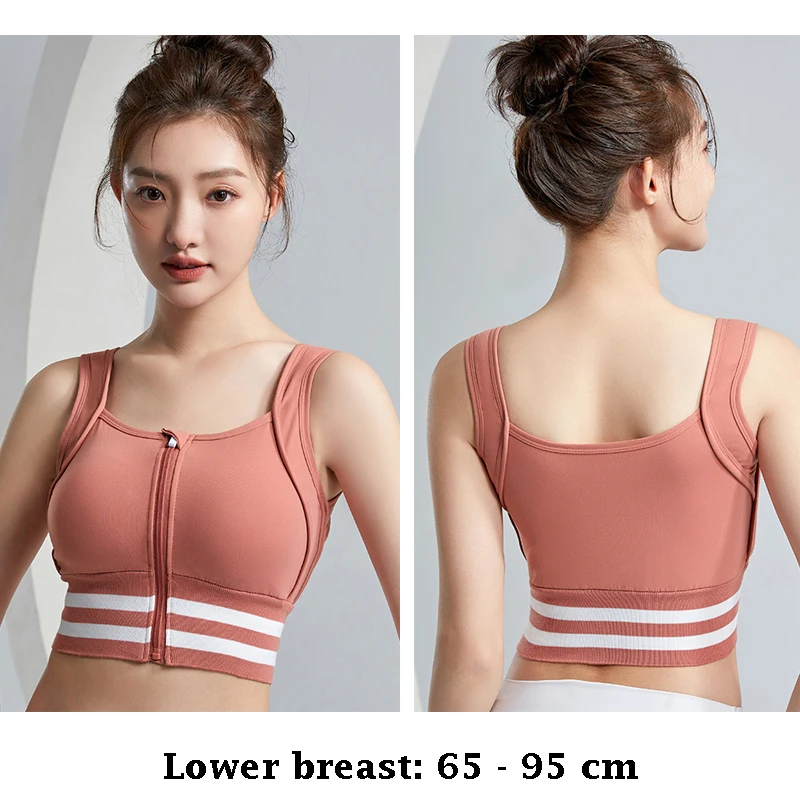 

high quality sport bras for women front zipper A B C D cup wireless push up training fitness gym fashion yoga vest underwear