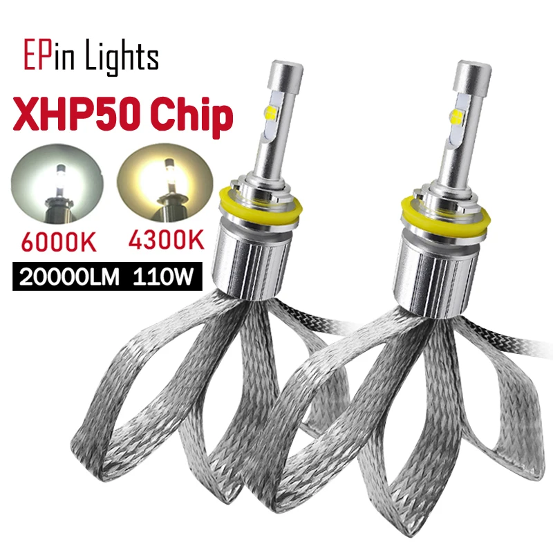 2Pcs 110W H7 Ha Condotto La Lampadina H1 H4 H11 9005 Hb3 Hb4 Hir2 Auto Faro Xhp50 Chip 20000Lm 4300K Luce Di Nebbia H3 H8 881 Ha Condotto La Lampada 6