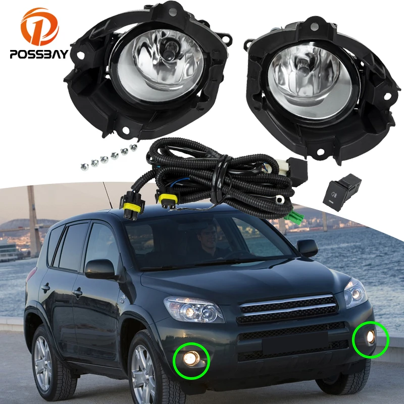 

1 Set Car Fog Assembly Light Front Bumper Day Time Running Light Fog Lamp H11 Bulb Harness Switch For Toyota RAV4 2006-2008
