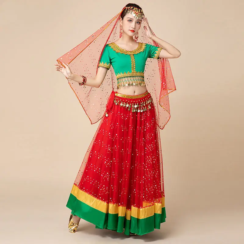 Vestido indio paquistaní para mujer, traje de baile de Bollywood, traje de  fiesta - AliExpress