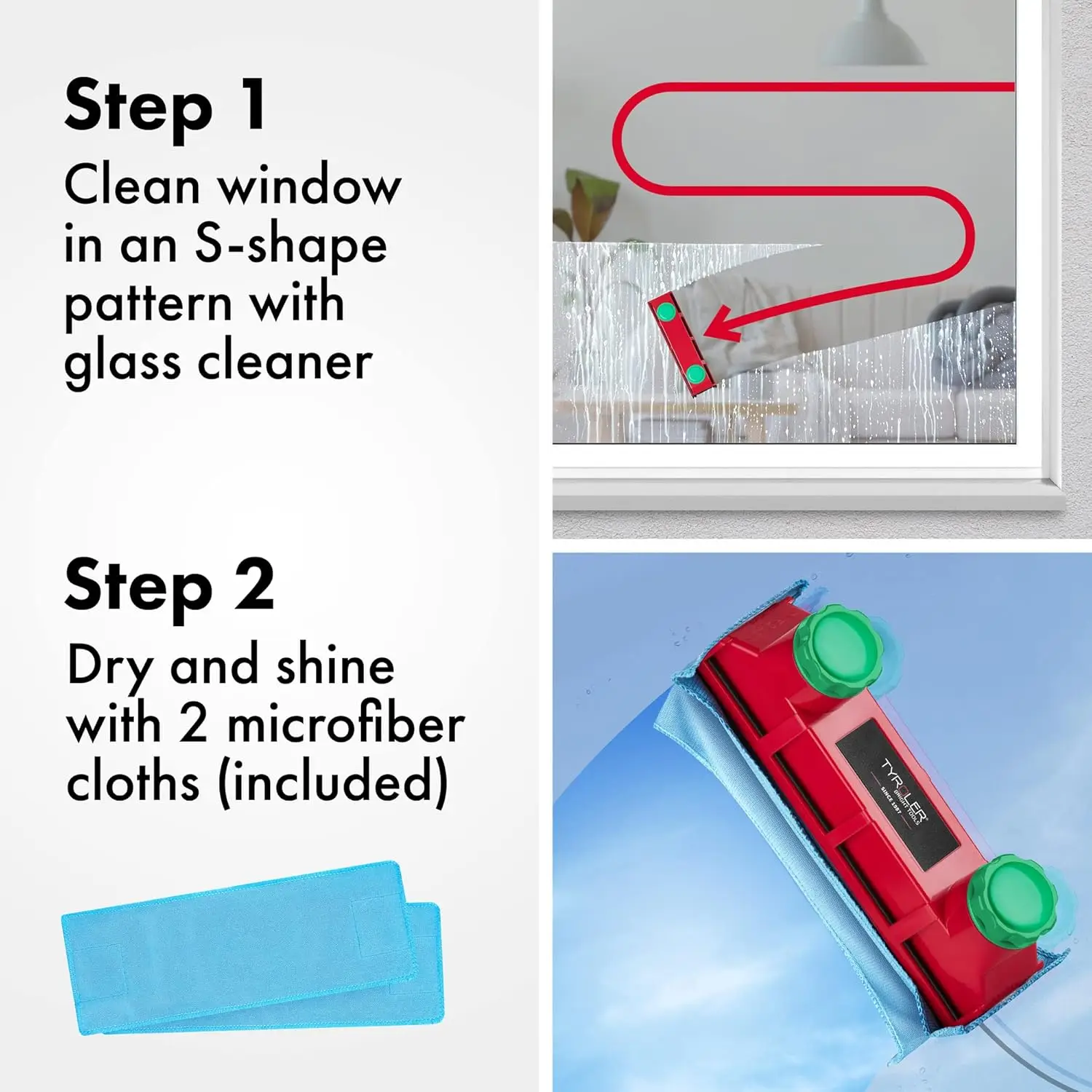 Magnetic Window Cleaner Tool | The Glider D4 Double Sided Outside Window Cleaner Tool Fits Windows 0.08"-1.6" Thick, Adjustable 4