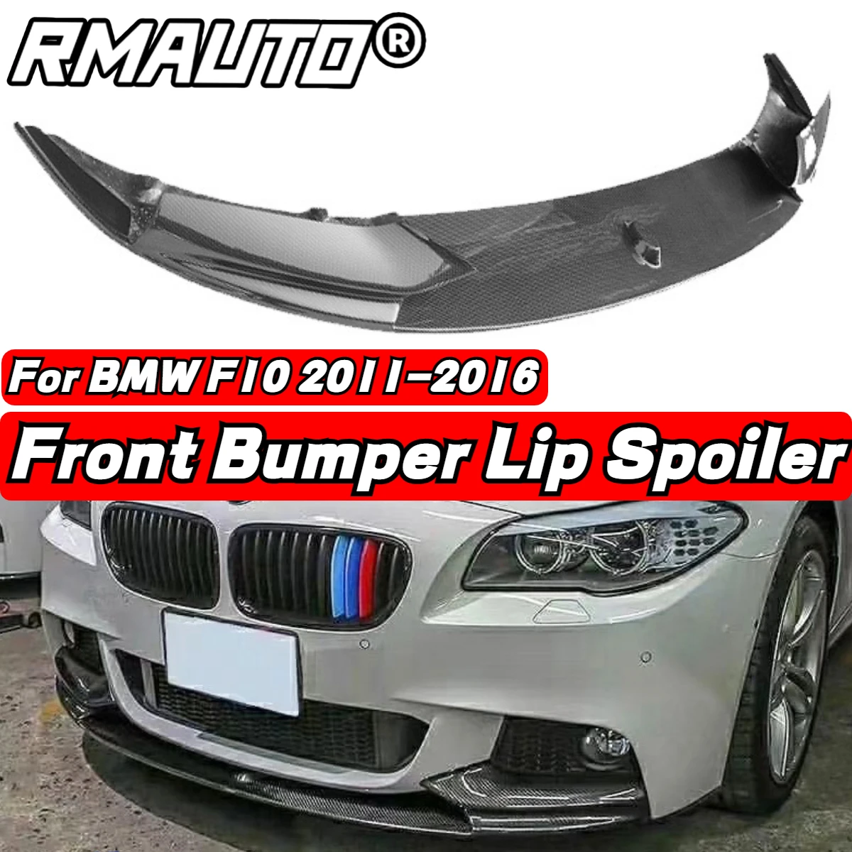 F10 Real Carbon Fiber Front Bumper Lip Chin Bumper Body Kits Splitter For BMW F10 M Sport 2011