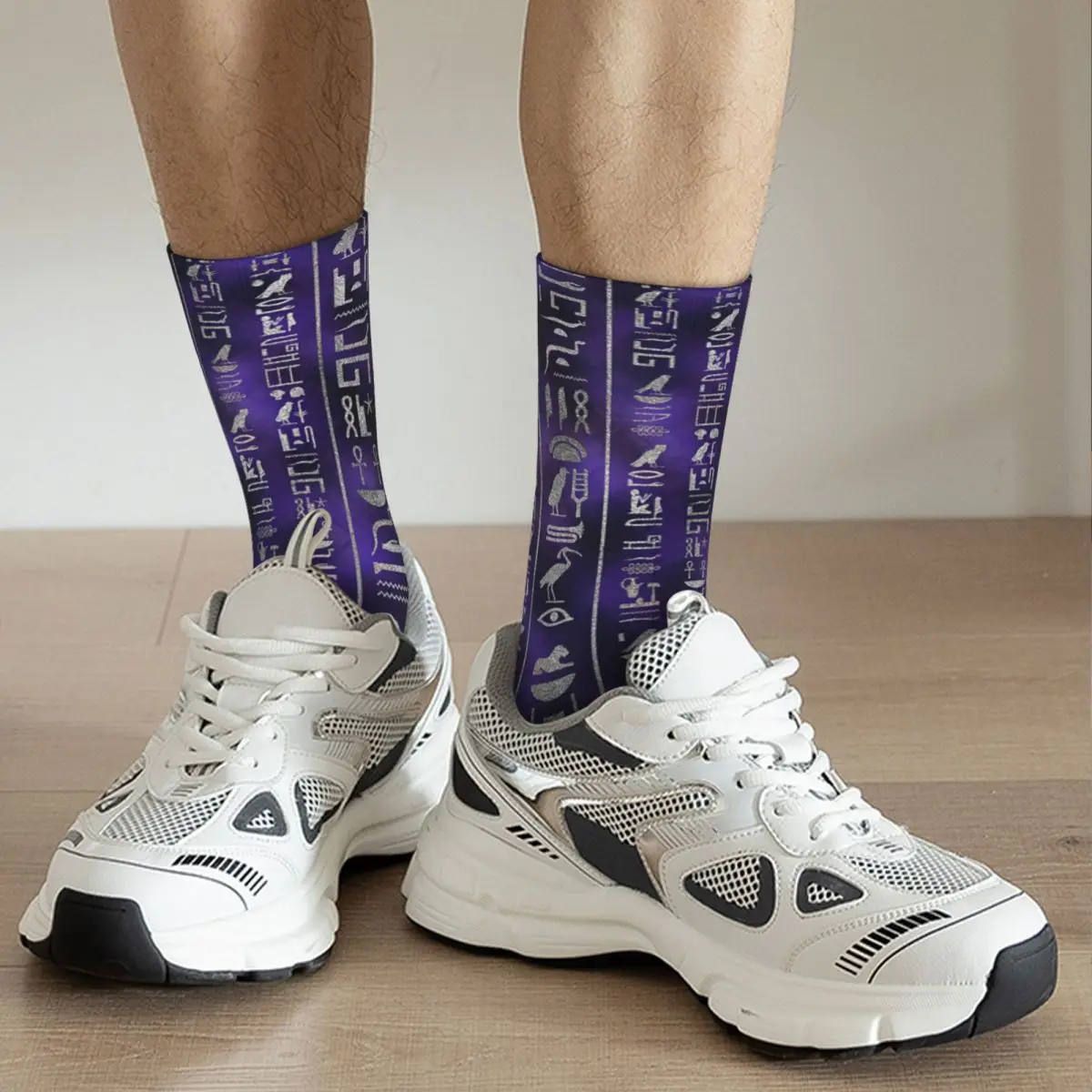 

Silver Egyptian Hieroglyphics Pattern Adult Socks Unisex socks,men Socks women Socks