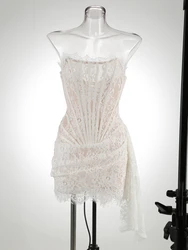 White Birthday Dress for Women Luxury 2024 Women's Dresses Lace Patchwork Elegant Evening Gowns Spring  Woman Prom Clothing