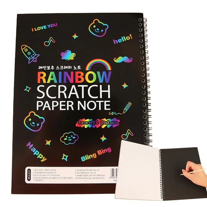 

Rainbow Magic Scratch Off Paper Set for Kids Arts Scraping Painting Toy DIY Graffiti Book Kids Montessori Educational Toys
