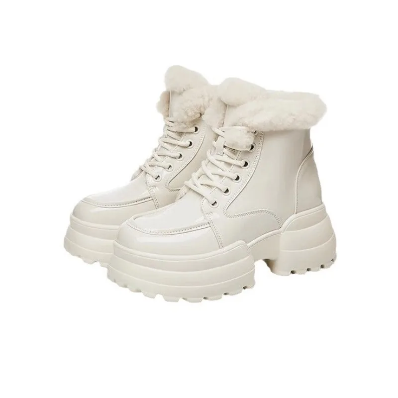2023 Hot sales new explosive winter plus fleece thickened warm large cotton boots thick soles inside increase Martin boots women